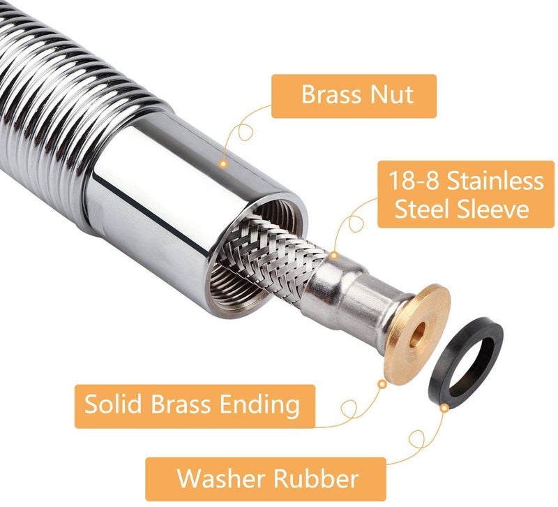 KWODE Pre-rinse Hose 44" Flexible Stainless Hose Replacement Kit For Commercial Kitchen Sink Faucet On Compartment Sinks with Spray Valve - Image 5